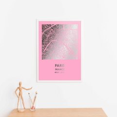 Постер картина на подарок "Париж/Paris" фольгований А3 silver-pink